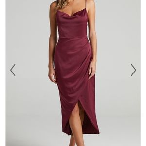 Showpo Dazzling Lights Dress in Mulberry Satin, size US 4